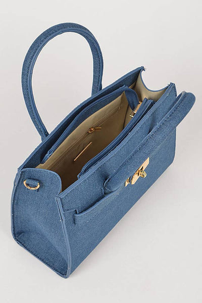 Double Handle Bag (Dark Denim)